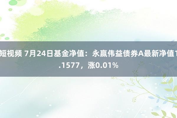 短视频 7月24日基金净值：永赢伟益债券A最新净值1.1577，涨0.01%