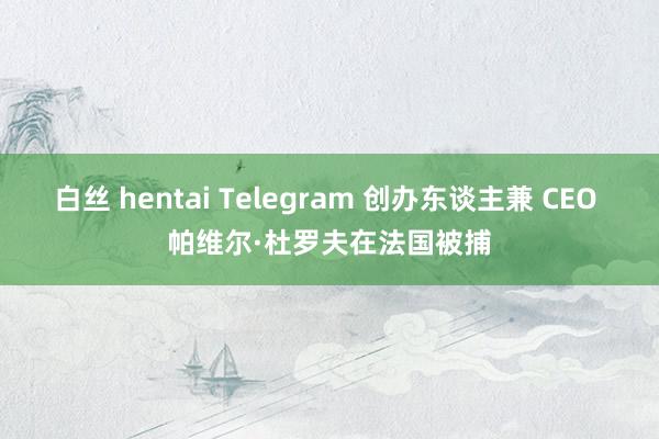 白丝 hentai Telegram 创办东谈主兼 CEO 帕维尔·杜罗夫在法国被捕