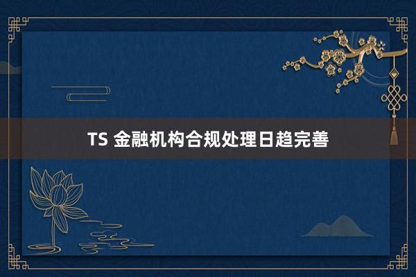 TS 金融机构合规处理日趋完善